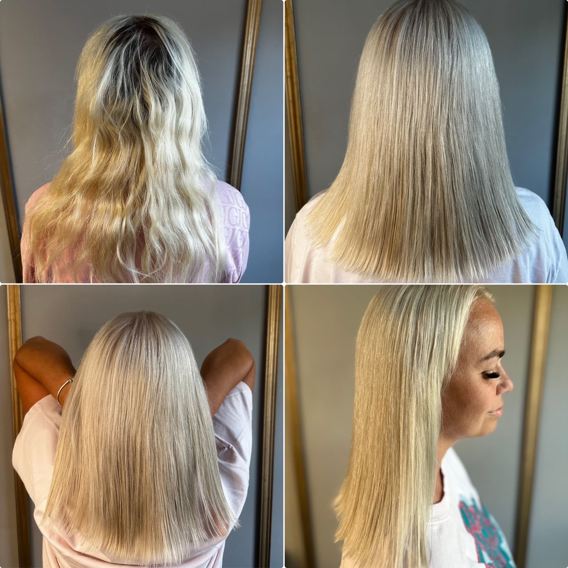 Prodlužování vlasů - před a po, blond vlasy